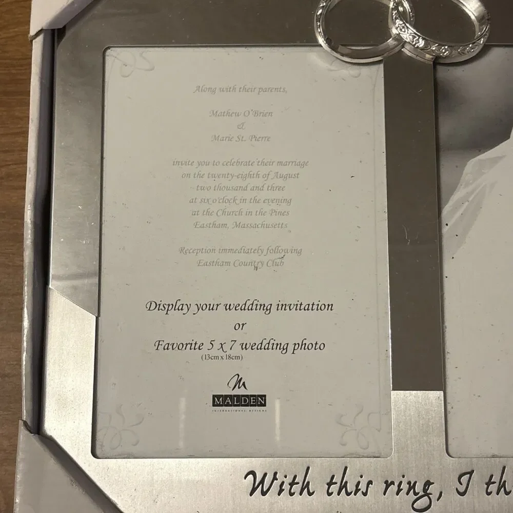 With This Ring, I Thee Wed 2-Opening 5x7 Wedding Invitation Photo Frame